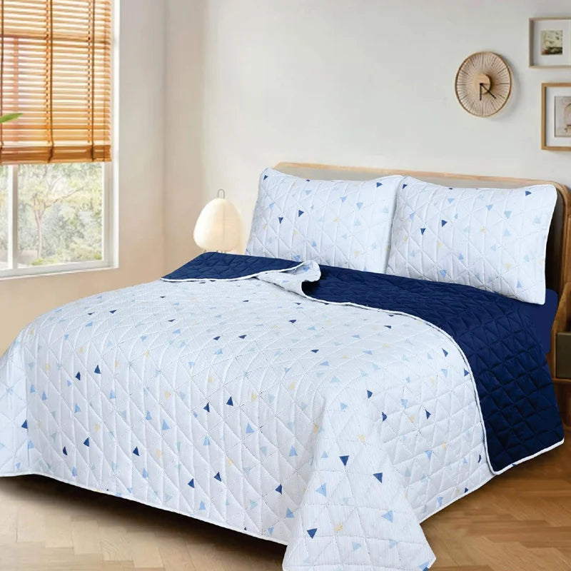 Premium Reversible Quilted Printed Bedspread Set - PQS35