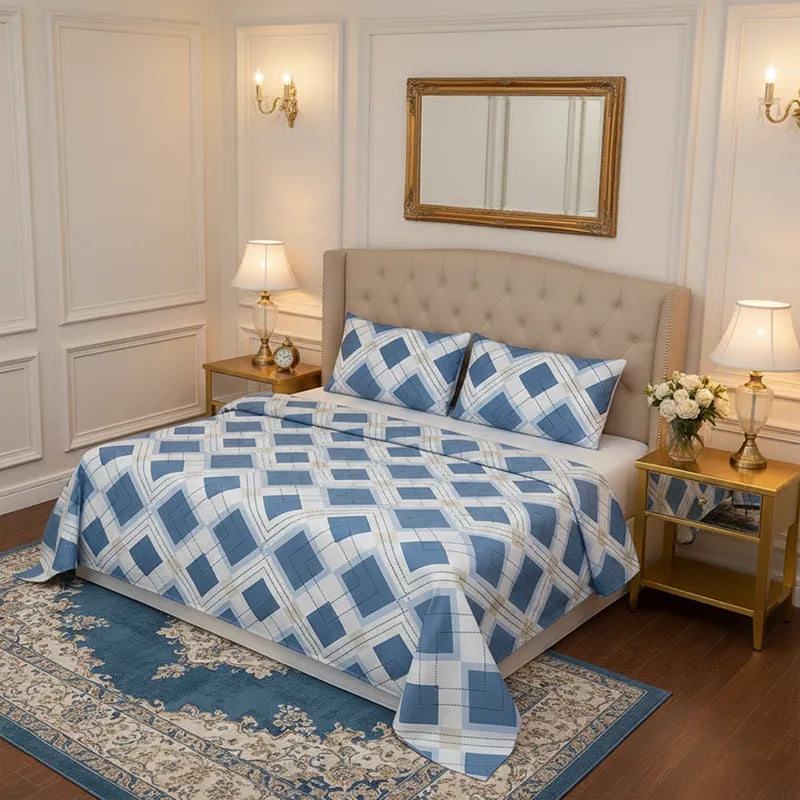 PREMIUM PLAID SUPER KING SHEET SET - 3 PCS