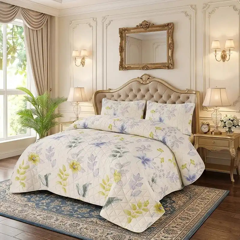 Premium Dawn Quilted Printed Bedspread Set - PQS15