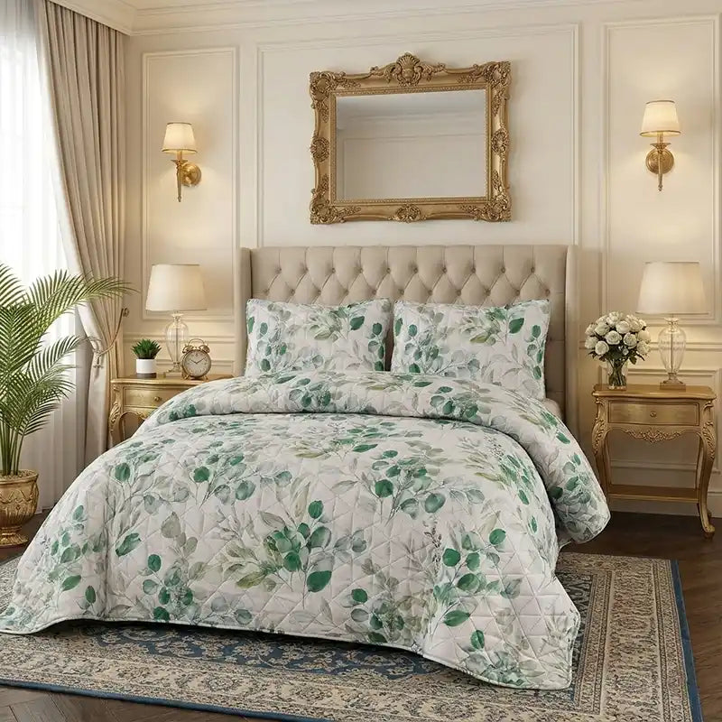 Premium Gully Quilted Printed Bedspread Set - PQS22
