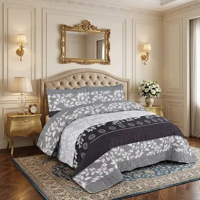 Premium Symmetry Quilted Printed Bedspread Set - PQS30