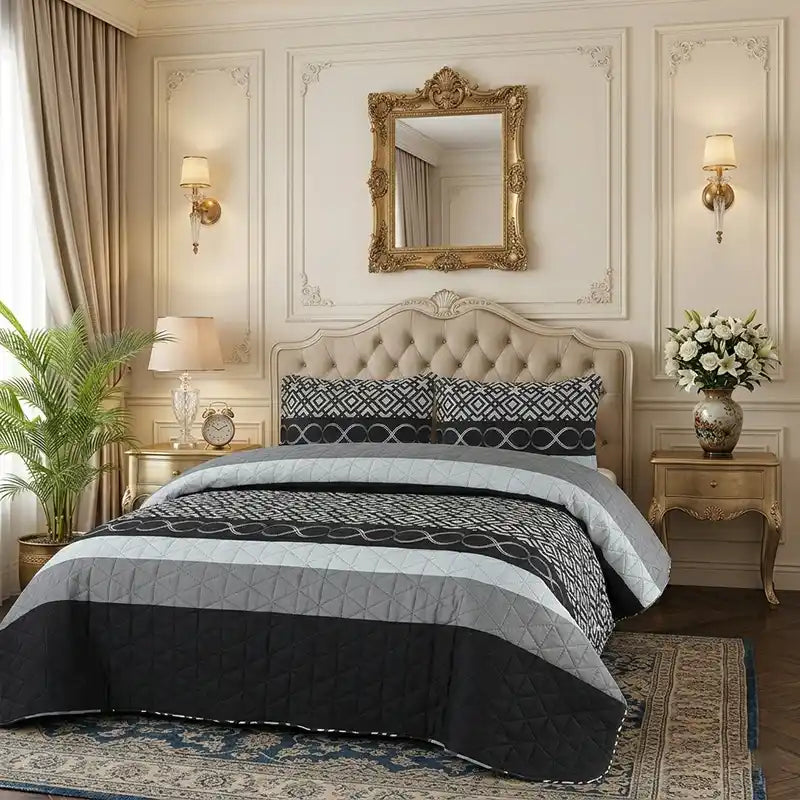 Premium Sterling Quilted Printed Bedspread Set - PQS31