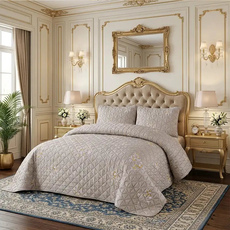 Premium Sable Quilted Printed Bedspread Set - PQS33