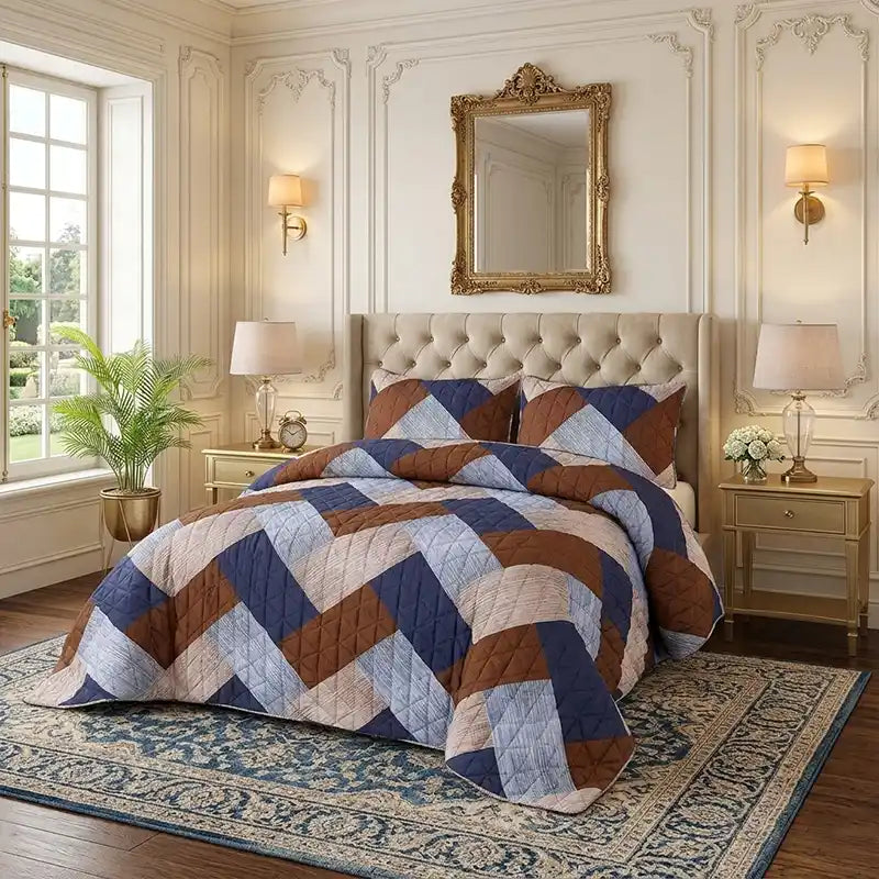 Premium Fusion Quilted Printed Bedspread Set - PQS17
