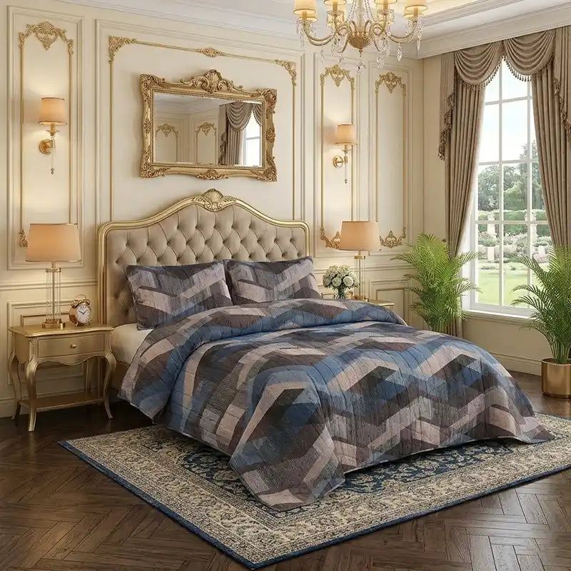 Premium Cipher Quilted Printed Bedspread Set - PQS14