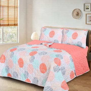 Premium Reversible Quilted Printed Bedspread Set - PQS38