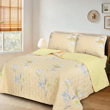 Premium Reversible Quilted Printed Bedspread Set - PQS40