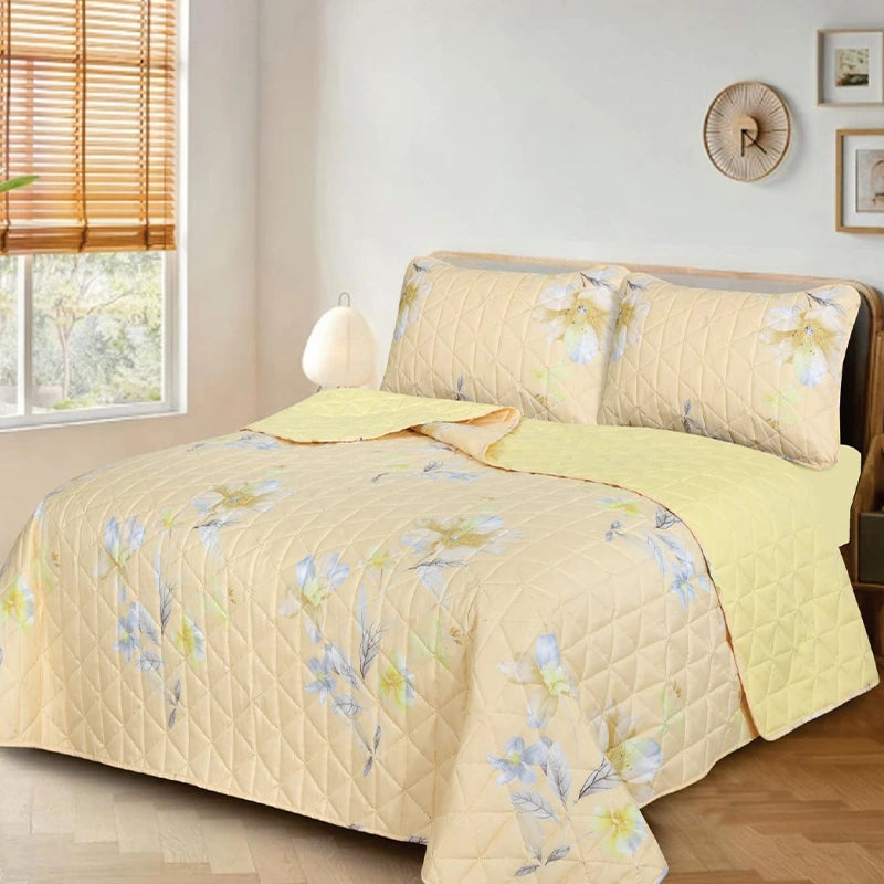 Premium Reversible Quilted Printed Bedspread Set - PQS40