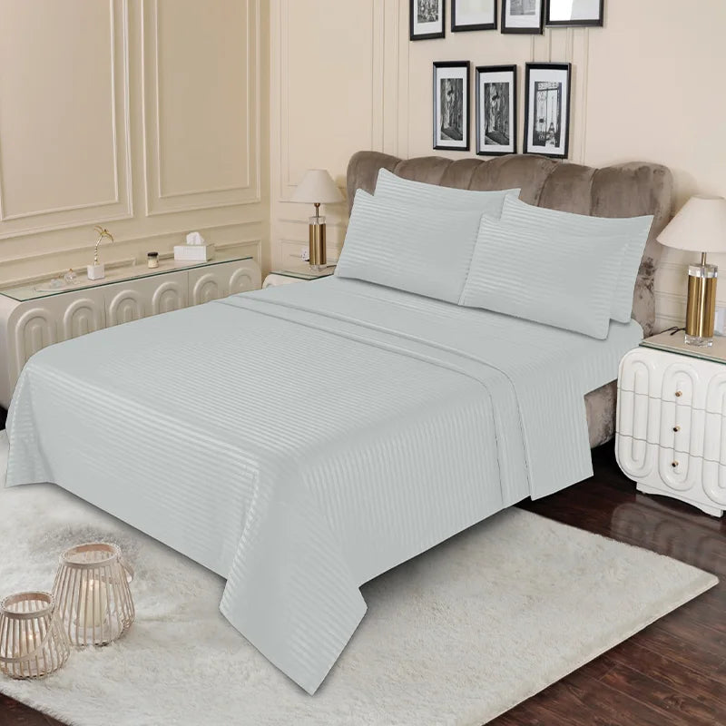 Maroon - Striped Bed Sheet Set