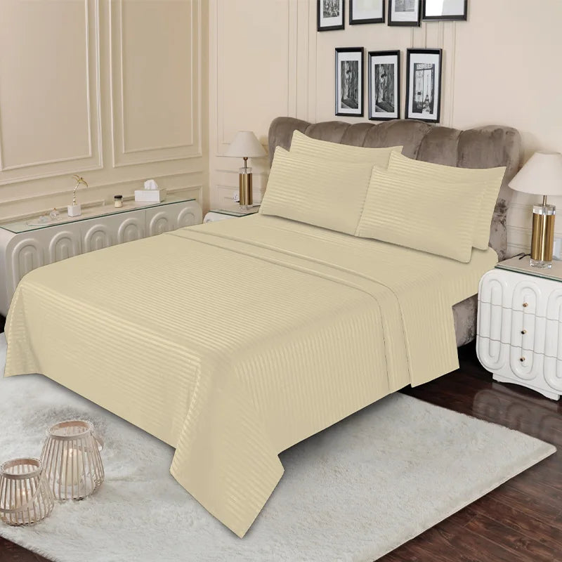 Maroon - Striped Bed Sheet Set