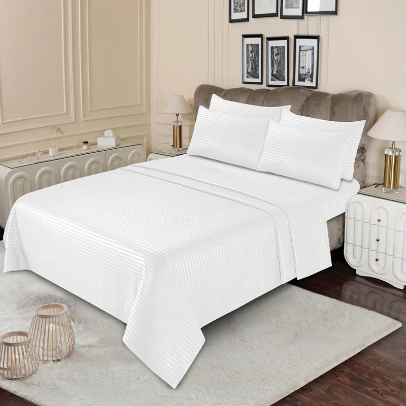 Maroon - Striped Bed Sheet Set