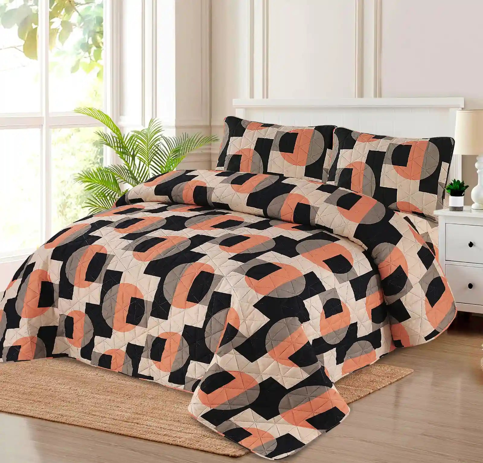 Premium Mosaic Quilted Printed Bedspread Set - PQS01