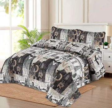 Premium Gotham Quilted Printed Bedspread Set - PQS03