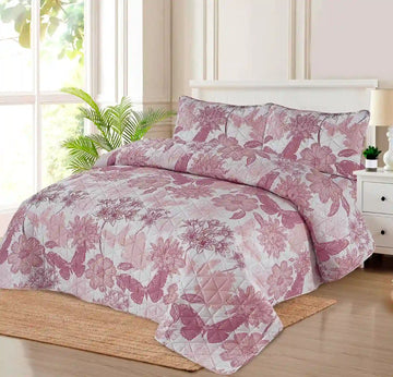 Premium Papillon Quilted Printed Bedspread Set - PQS04