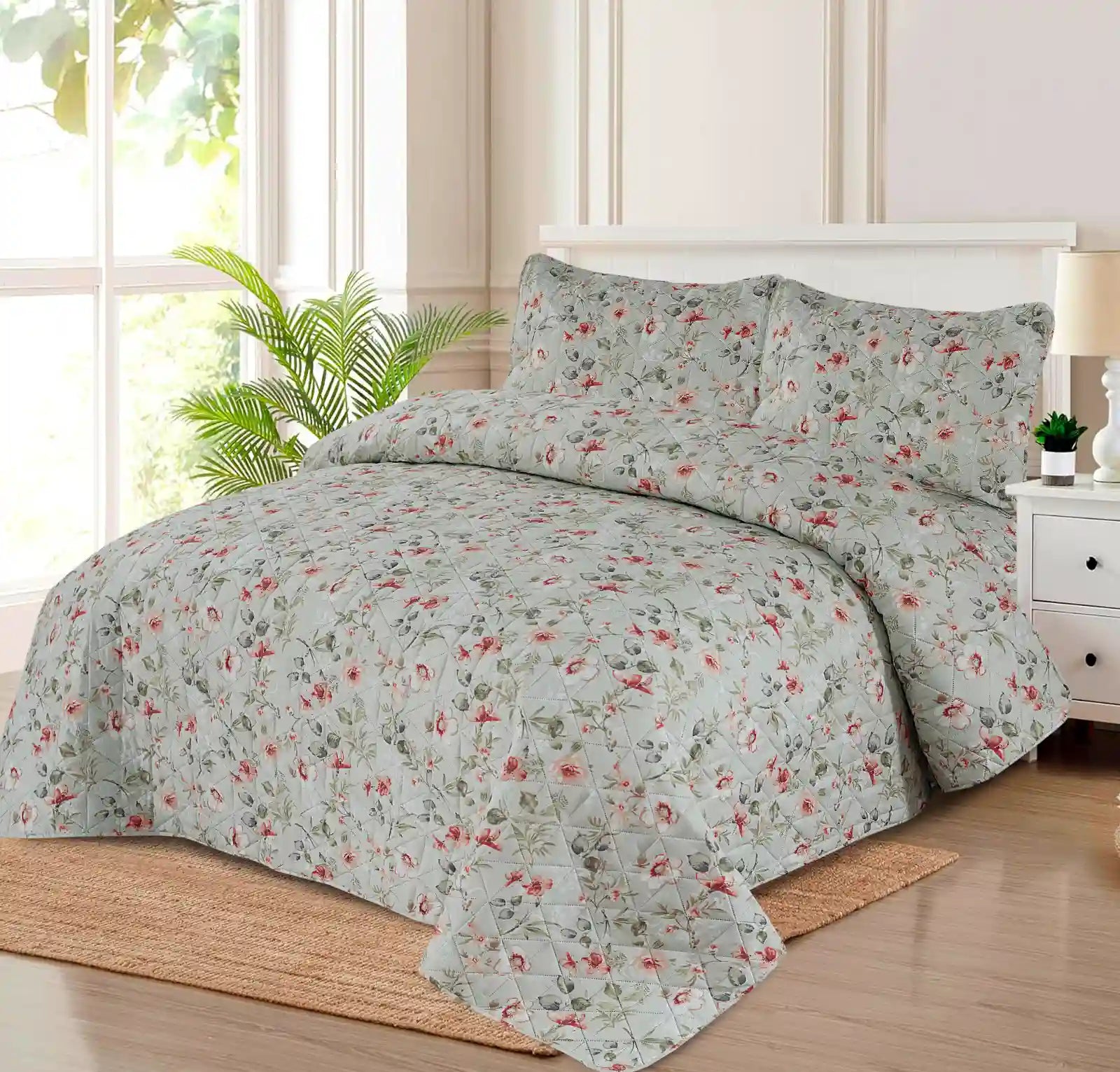Premium Meadow Quilted Printed Bedspread Set - PQS06