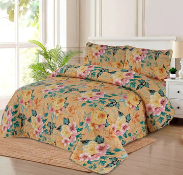 Premium Zinnia Quilted Printed Bedspread Set - PQS08