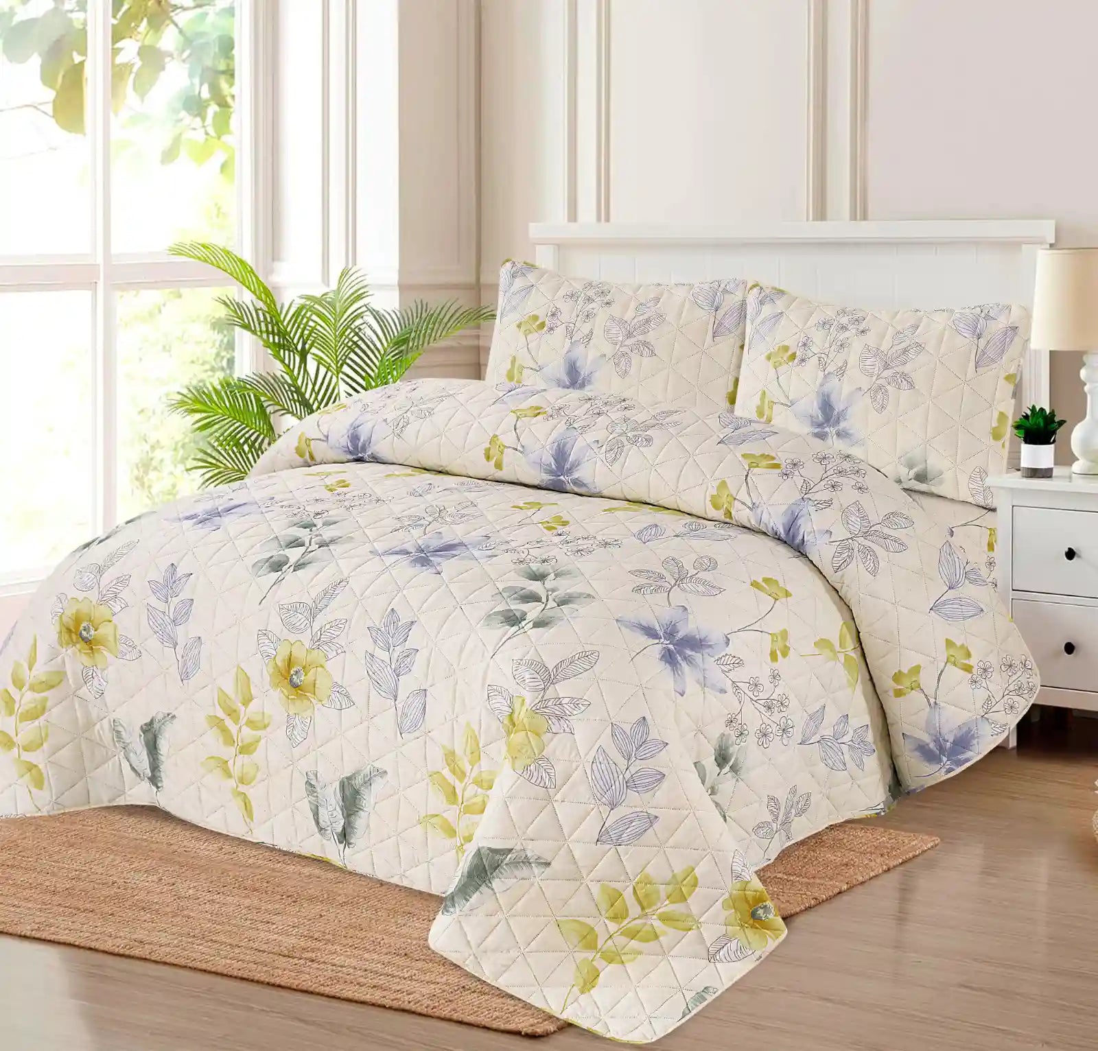 Premium Dawn Quilted Printed Bedspread Set - PQS15