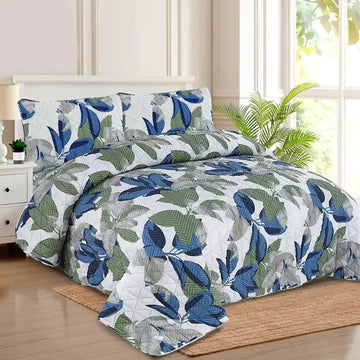 Premium Fern Quilted Printed Bedspread Set - PQS21