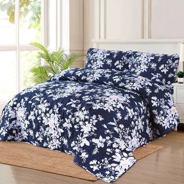 Premium Indigo Quilted Printed Bedspread Set - PQS27