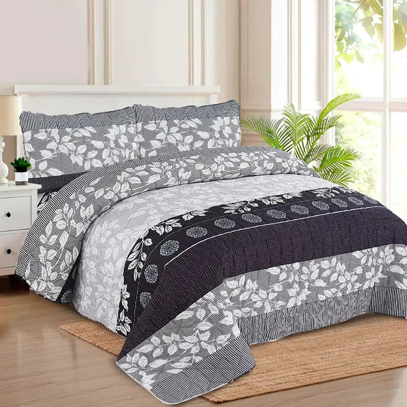 Premium Symmetry Quilted Printed Bedspread Set - PQS30