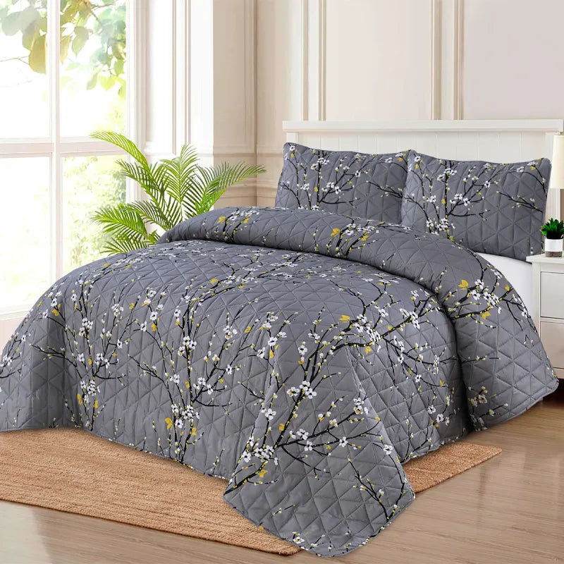 Premium Pumice Quilted Printed Bedspread Set - PQS34