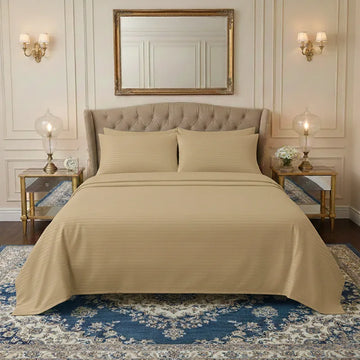 Luxury Camel Stripe - Bed Sheet Set - 3 Pcs