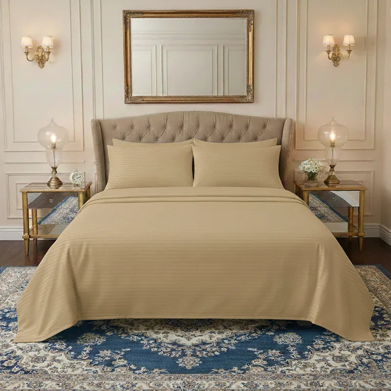 Luxury Camel Stripe - Bed Sheet Set - 3 Pcs