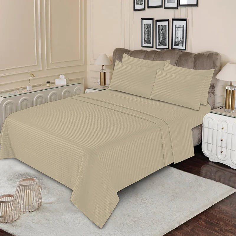 Luxury Camel Stripe - Bed Sheet Set - 3 Pcs