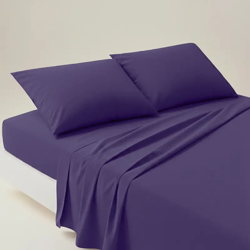 Luxury Dark Purple Dyed Bed Sheet Set - 3 Pcs