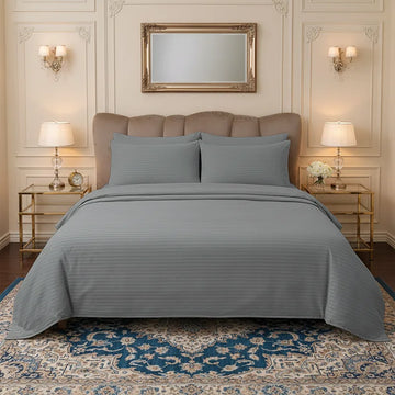 Luxury Grey Stripe - Bed Sheet Set - 3 Pcs