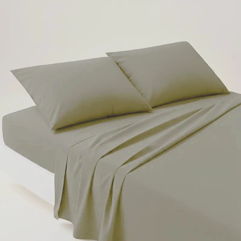 Luxury Light Brown Dyed Bed Sheet Set - 3 Pcs