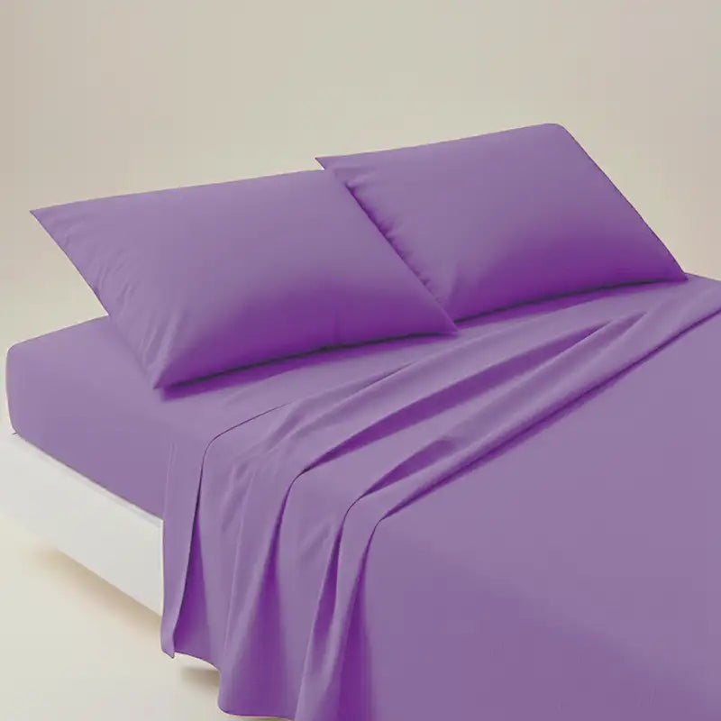 Luxury Lavender Dyed Bed Sheet Set - 3 Pcs