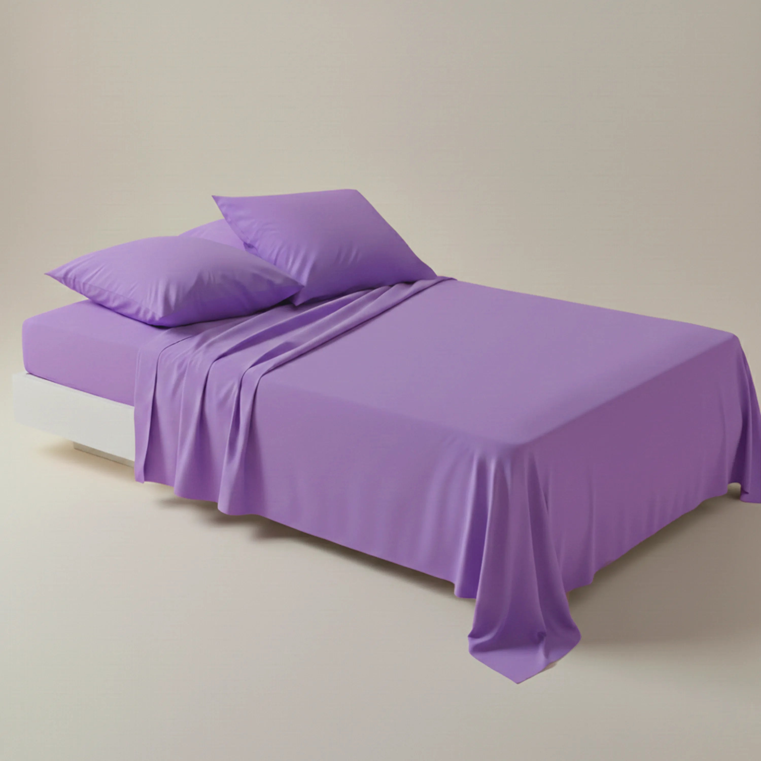 Luxury Lavender Dyed Bed Sheet Set - 3 Pcs