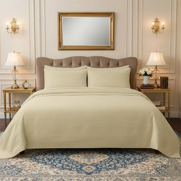 Luxury Light Beige Stripe - Bed Sheet Set - 3 Pcs
