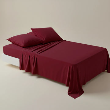 Luxury Mehroon Dyed Bed Sheet Set - 3 Pcs
