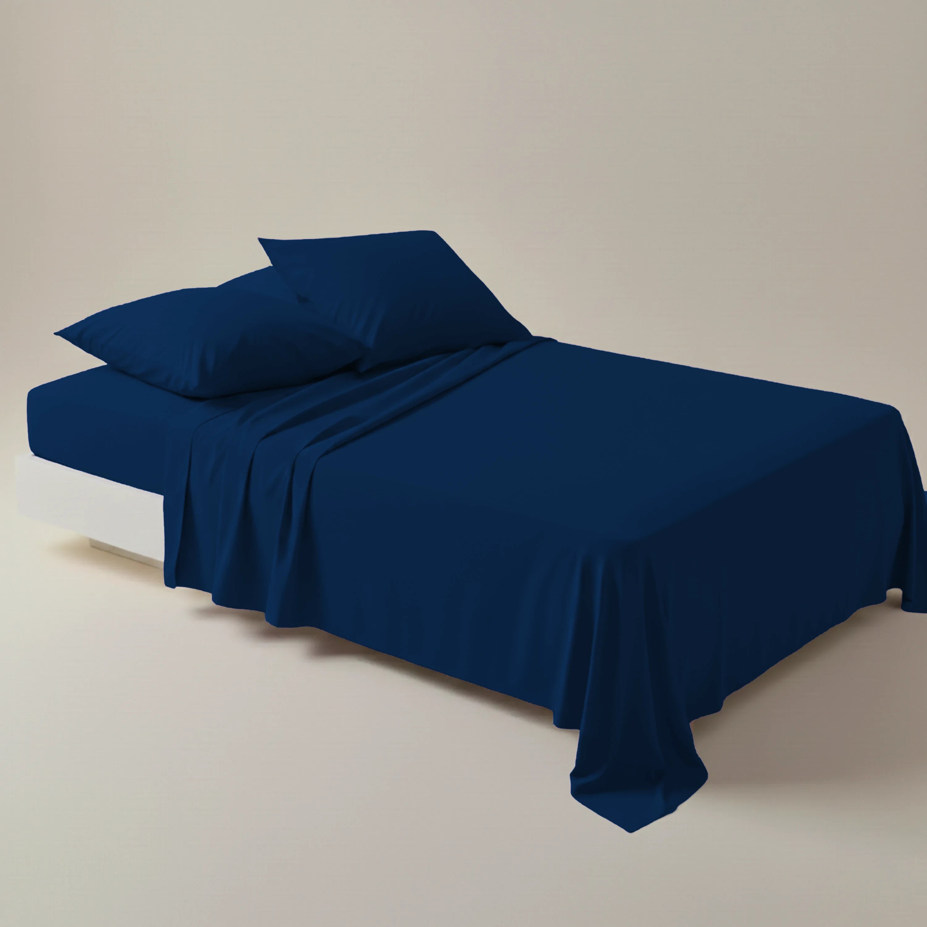 Luxury Navy Dyed Bed Sheet Set - 3 Pcs