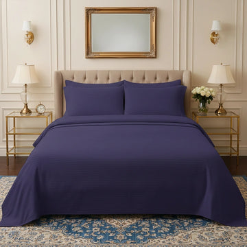 Luxury Purple Stripe - Bed Sheet Set - 3 Pcs