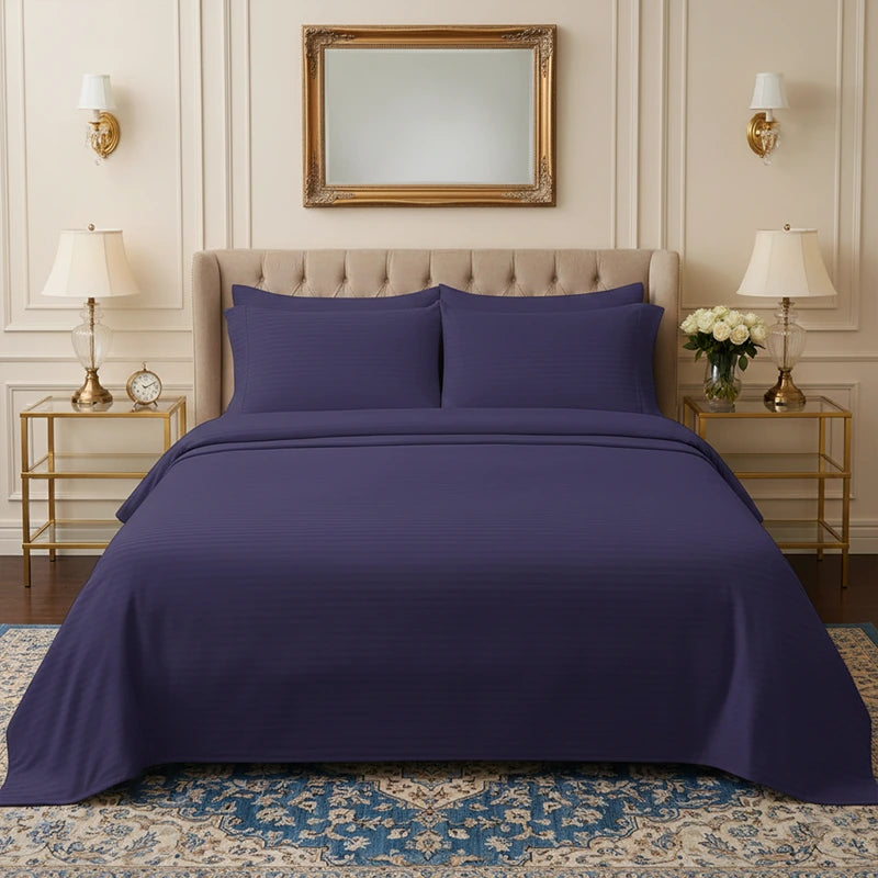 Luxury Purple Stripe - Bed Sheet Set - 3 Pcs