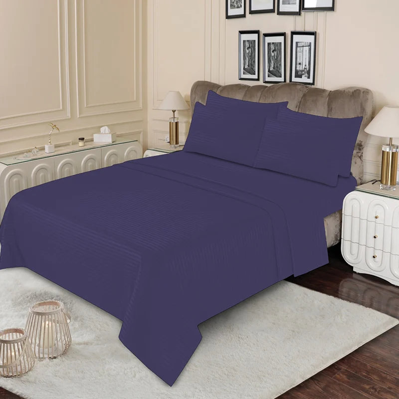 Luxury Purple Stripe - Bed Sheet Set - 3 Pcs