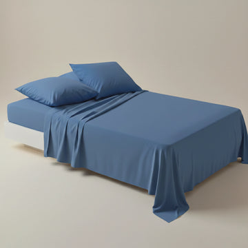 Luxury Spa Blue Dyed Bed Sheet Set - 3 Pcs