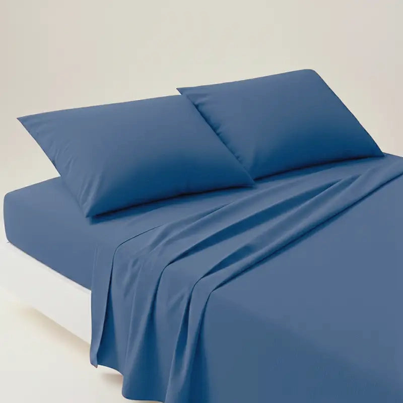 Luxury Spa Blue Dyed Bed Sheet Set - 3 Pcs