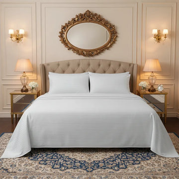 Luxury Silver Stripe - Bed Sheet Set - 3 Pcs