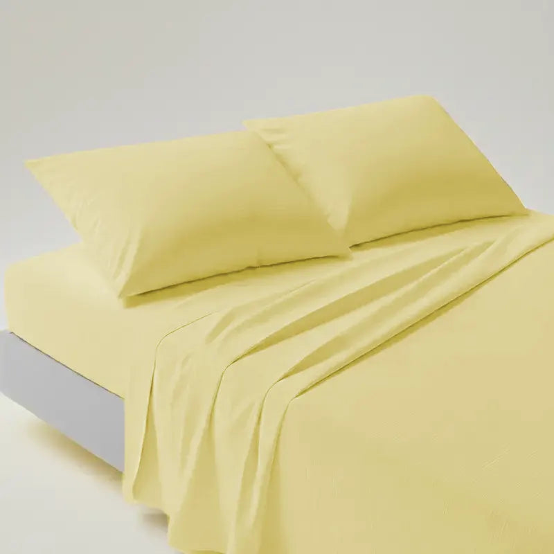 Luxury Yellow Dyed Bed Sheet Set - 3 Pcs
