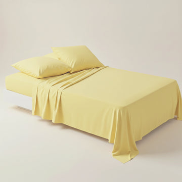Luxury Yellow Dyed Bed Sheet Set - 3 Pcs