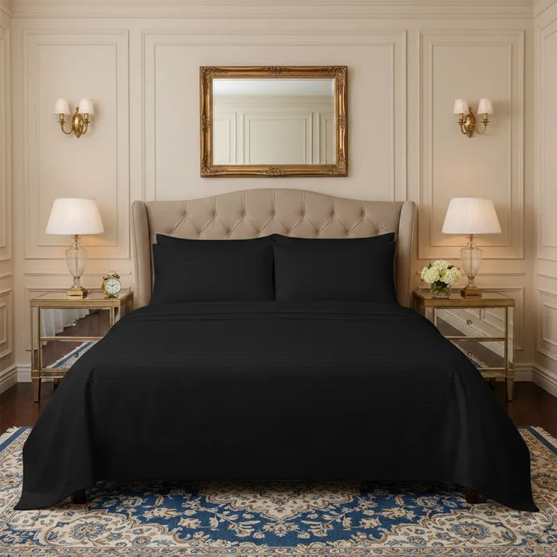 Luxury Black Stripe - Bed Sheet Set - 3 Pcs