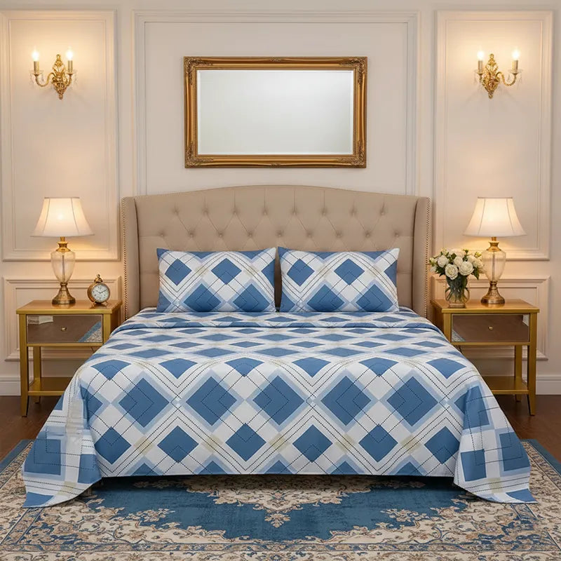 PREMIUM PLAID SUPER KING SHEET SET - 3 PCS