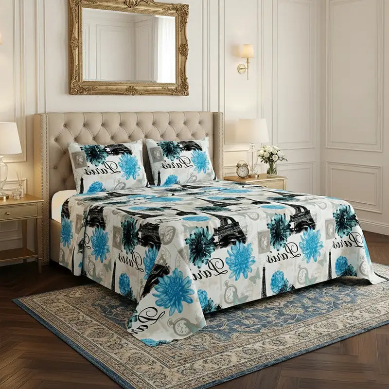 PREMIUM AZURE SUPER KING SHEET SET - 3 PCS