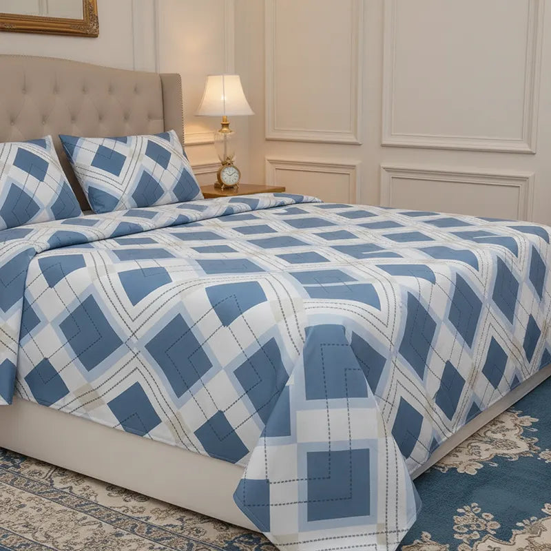 PREMIUM PLAID SUPER KING SHEET SET - 3 PCS