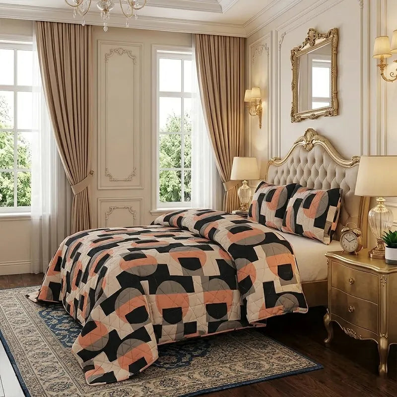 Premium Mosaic Quilted Printed Bedspread Set - PQS01