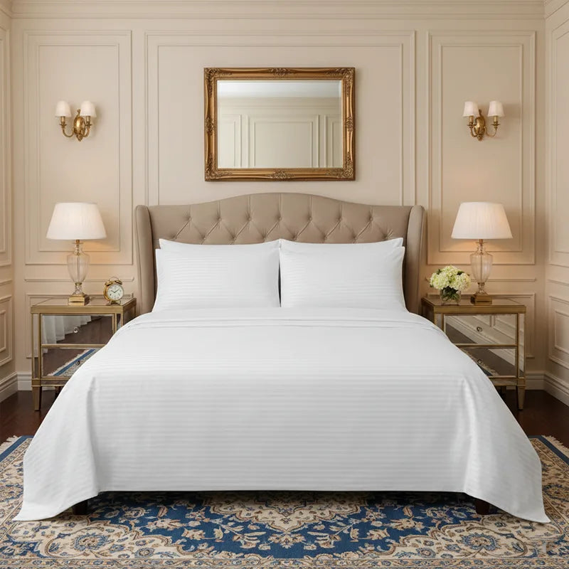 Luxury White Stripe - Bed Sheet Set - 3 Pcs